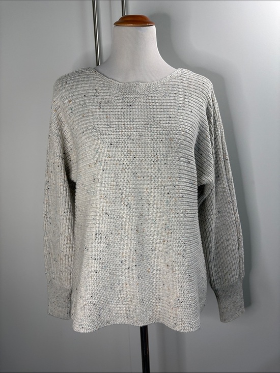 CAbi Sweaters - CAbi Speckled Light Gray Crewneck Cotton Sweater M #6451